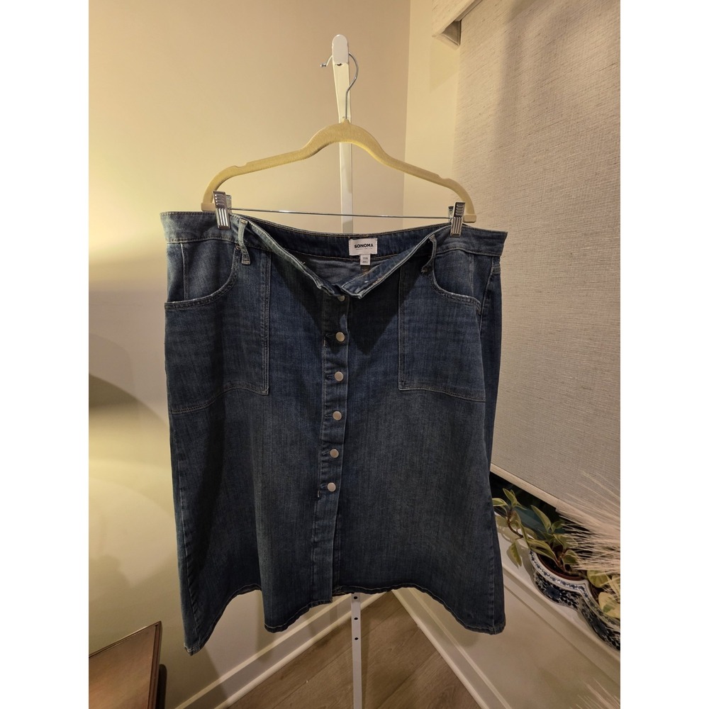 Sonoma Hi Rise Denim Skirt 18W Button Fly Midi Relaxed - Picture 15 of 16